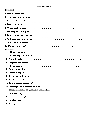 Bài tập về câu bị động (Passive forms)